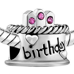 Pugster Birthday Cake Charm - Fits Pandora FREE S/H